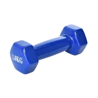 Цілісна гантель з вініловим покриттям на 1 кг PowerTech M 0289-BL Синя