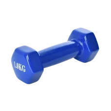 Цілісна гантель з вініловим покриттям на 1 кг PowerTech M 0289-BL Синя