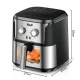Повітряна фритюрниця на 6.8 л з оглядовим вікном 1600 Вт Air Fryer R.5329 Електрична фритюрниця