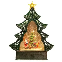 Новорічний музичний нічник-світильник XMAS 21019 Музична ялинка з Санта-Клаусом