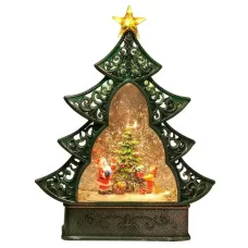 Новорічний музичний нічник-світильник XMAS 21019 Музична ялинка з Санта-Клаусом