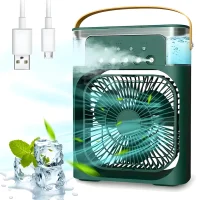 Портативний міні-кондиціонер із підсвічуванням Mini Air Conditioner Вентилятор із зволожувачем повітря Зелений
