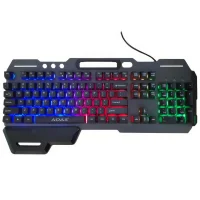 Ігрова провідна комп'ютерна клавіатура з RGB підсвічуванням AOAS M-1000 USB Чорна 104 клавіші