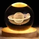 Декоративний 3D нічник Сатурн в кришталевій кулі з led підсвічуванням на дерев'яний каркас Дитячий нічник
