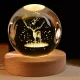 Декоративний 3D нічник Оленя в кришталевій кулі з led підсвічуванням на дерев'яний каркас Дитячий нічник