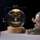 Декоративний 3D нічник Оленя в кришталевій кулі з led підсвічуванням на дерев'яний каркас Дитячий нічник