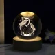Декоративний 3D нічник Два Дельфіни в кришталевій кулі з led підсвічуванням на дерев'яний каркас Дитячий нічник