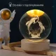 Декоративний 3D нічник Два Дельфіни в кришталевій кулі з led підсвічуванням на дерев'яний каркас Дитячий нічник