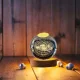 Декоративний 3D нічник Сонячна система в кришталевій кулі з led підсвічуванням на дерев'яний каркас