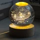 Декоративний 3D нічник Сонячна система в кришталевій кулі з led підсвічуванням на дерев'яний каркас