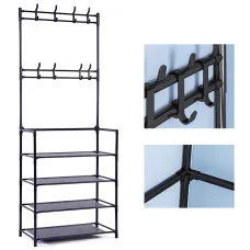 Вішалка для одягу Simple Floor Clothes Rack Підлогова стійка-вішалка для одягу та взуття 154х60х26.5 см Чорна