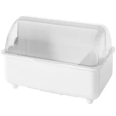 Кухонна сушарка з кришкою для посуду Dish Storage Біла Зручна сушарка для посуду 37x23.5x23 см