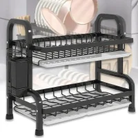 Сушарка для посуду 43x39x23.5 см із неіржавкої сталі з 2 піддонами Dish Storage