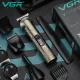 Акумуляторна машинка для стрижки волосся 8 в 1 VGR V-110 Машинка з LED дисплеєм та різними насадками