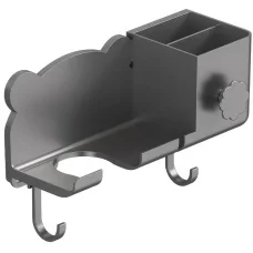 Настінний тримач для фена та аксесуарів Storage Shelf AND-74-20 Сірий Підставка для фена з органайзером