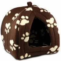 Затишний м'який будиночок для домашніх тварин Pet Hut Brown Домашня будка лежанка для собак і кішок