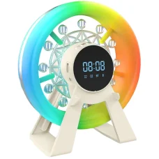 Акумуляторний нічник-Bluetooth колонка з годинником, будильником і RGB підсвічуванням Карусель L-38A