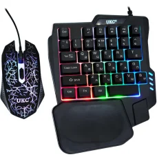 Ігрова механічна міні-клавіатура на 35 клавіш з мишкою та RGB підсвічуванням UKC GAMING 7768 Ігровий набір 2в1