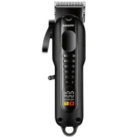 Акумуляторна машинка для стрижки волосся з дисплеєм Geemy GM-8040 Black Машинка для стрижки з 4 насадками