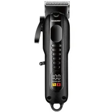 Акумуляторна машинка для стрижки волосся з дисплеєм Geemy GM-8040 Black Машинка для стрижки з 4 насадками