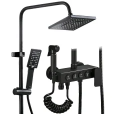 Многофункціональний душовий змішувач для ванної кімнати Shower AA6-6 Чорний Душова система для ванної