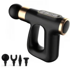 Портативний ручний масажер пістолет із 4 насадками Fascial Gun HB-007 Масажний перкусійний пістолет