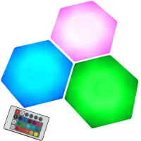 Модульна настінна світлодіодна лампа RGB 3 шт. з живленням батарейок та пультом керування LY-738