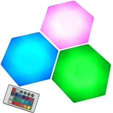 Модульна настінна світлодіодна лампа RGB 3 шт. з живленням батарейок та пультом керування LY-738