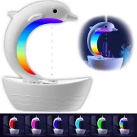 Зволожувач повітря антигравітаційний на 400 мл з RGB лампою та Bluetooth колонкою Дельфін Білий
