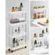 Пересувна полиця підлога 40х14.5х90 см на коліщатках Bathroom Rack Біла 4 яруси