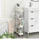 Пересувна полиця підлога 40х14.5х90 см на коліщатках Bathroom Rack Біла 4 яруси