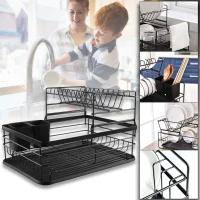 Сушарка двоярусна для посуду з нержавіючої сталі Kitchenware SHWJ-1 Чорна