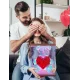 Настільний світлодіодний нічник-світильник Ведмедик 25 см із серцем Love Bear RED USB