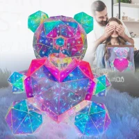 Світлодіодний нічник-світильник Ведмедик 25 см з рожевим серцем Love Bear PINK USB