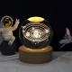 3D нічник 10 см скляний на дерев'яній підставці Сонячна система з LED підсвічуванням USB