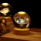 3D нічник 10 см скляний на дерев'яній підставці Сонячна система з LED підсвічуванням USB