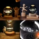 3D нічник 10 см скляний на дерев'яній підставці Сонячна система з LED підсвічуванням USB