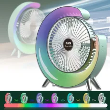 Міні-вентилятор на акумуляторі з LED підсвічуванням та 3 швидкостями RD-1713 Зелений