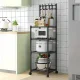 Підлогова 4-ярусна полиця-етажерка на колесах з гачками SKLM-21 130x42x34 см