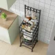 Підлогова 4-ярусна полиця-етажерка на колесах з гачками SKLM-21 130x42x34 см