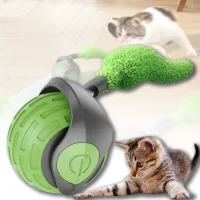 Іграшка для кішок на акумуляторі у вигляді м'ячика з хвостиком Cat toy ball Зелений