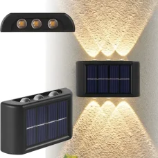 Вуличний настінний світильник на сонячній батареї на 6 LED Теплий білий Садовий ліхтар з датчиком світла