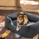 Надувна велюрова лежанка 79x59x21 см з ручним насосом для собак та кота Intex 48701 Сірий