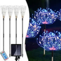 Вуличні садові ліхтарі на сонячній батареї Феєрверк 200LED 2 упаковки по 4 світильники
