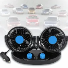 Автомобільний подвійний вентилятор 6 дюймів на 12V від прикурювача з регулятором швидкості Чорний