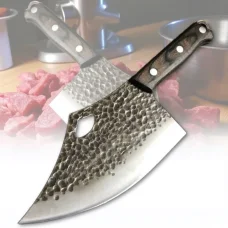 Кований кухонний ніж 32 см для обробки м'яса з дерев'яною ручкою