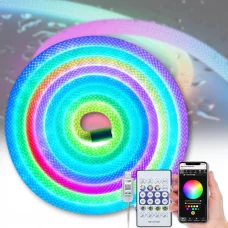 Неонова LED RGB стрічка 5 м з лускатим покриттям та керуванням через додаток, пульт