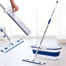 Комплект для миття підлоги 2 в 1 швабра з обертовою платформою та складним відром