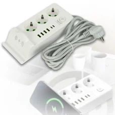 Мережевий подовжувач 3000W з бездротовою зарядкою, 4USB, 2Type-C на 3 м і 3 розетки 481 Білий