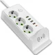Мережевий подовжувач 3000W з бездротовою зарядкою, 4USB, 2Type-C на 3 м і 3 розетки 481 Білий